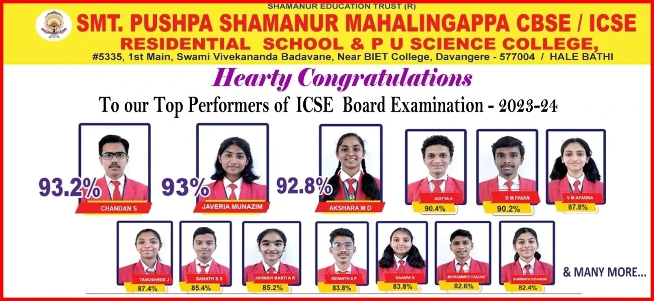 Smt. Pushpa Shamanur Mahalingappa CBSE Top Performers